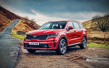 Kia Sorento Plug-in Hybrid, offroad, 2021 cars, Sorento MQ4, R, Red Sorento, 2021 Kia Sorento, korean cars, Kia HD wallpaper