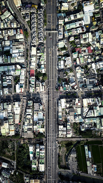 Cities, City, Building, View From Above, Road, Roof, Roofs HD phone wallpaper