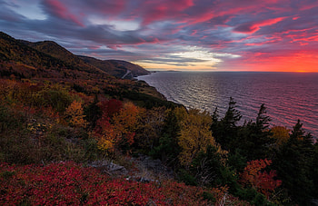 Cape Breton Island, Highlands National Park, Autumn, Sunsets HD wallpaper