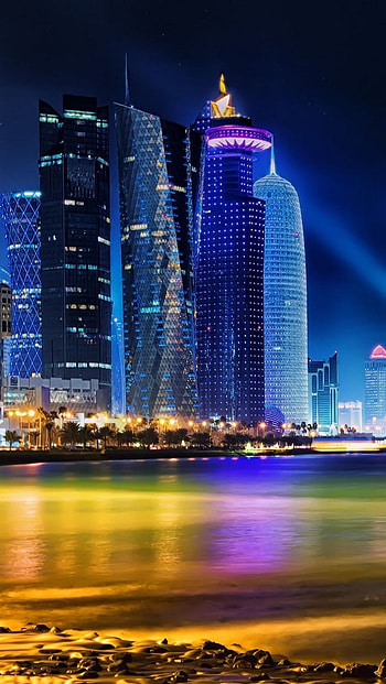 Skyline live , Doha, Sign in HD phone wallpaper