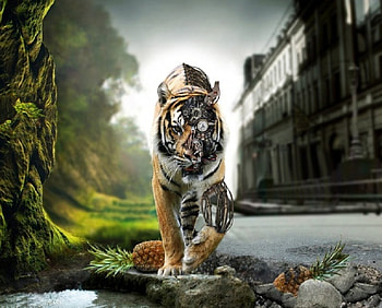 Robotic Tiger, animal, abstract, tiger, robotic, fantasy HD wallpaper