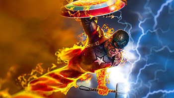 Captain America Burning Hammer, captain-america, superheroes, artist, artwork, digital-art, artstation HD wallpaper