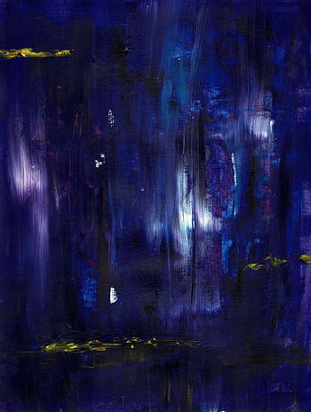 Dynamic abstract painting with rich blue, purple, and yellow hues, creating a textured visual experience. HD phone wallpaper