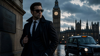 London Noir — Secret Agent at Dusk, Businessman, Suit, Sunglasses HD wallpaper