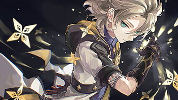 Green Eyes Albedo Genshin Impact HD wallpaper