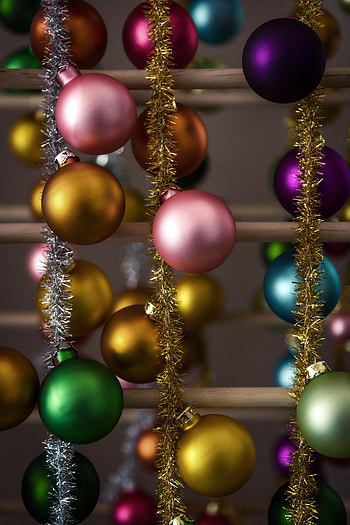 Holidays, New Year, Decorations, Multicolored, Motley, Christmas, Tinsel, Balls HD phone wallpaper