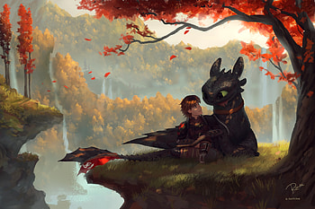 Toothless And Hiccup Fanart, night-fury, how-to-train-your-dragon, digital-art, artist, artwork, deviantart HD wallpaper
