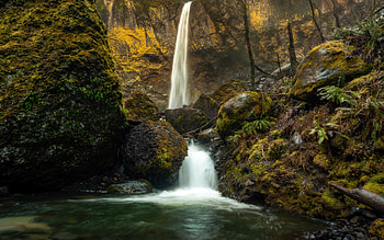 Elowa Falls, beautiful waterfall, McCord Creek Falls, waterfall, rocks, Columbia River Gorge, Multnomah County, Oregon, USA HD wallpaper