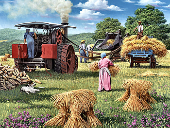 Harvest Days F1, architecture, art, landscape, farm, beautiful, artwork, crops, scenery, wide screen, painting, tractor, harvest, planting HD wallpaper
