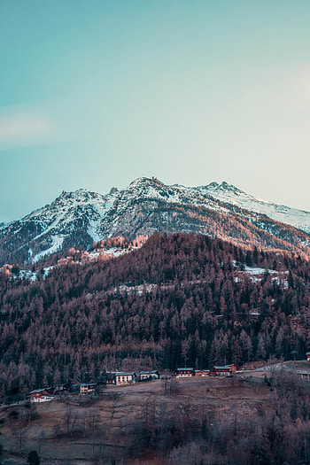Nature, Sky, Mountain, Vertex, Top, Village, Snow Covered, Snowbound HD phone wallpaper