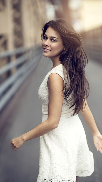 Single Girl, White Dress HD phone wallpaper