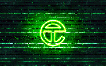 Telfar green logo, , green brickwall, Telfar logo, brands, Telfar neon logo, Telfar HD wallpaper