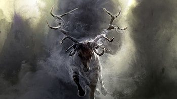 Smoke Tag - Fog Dark Paintings Art Nature Smoke Deer Animals for 16 HD wallpaper