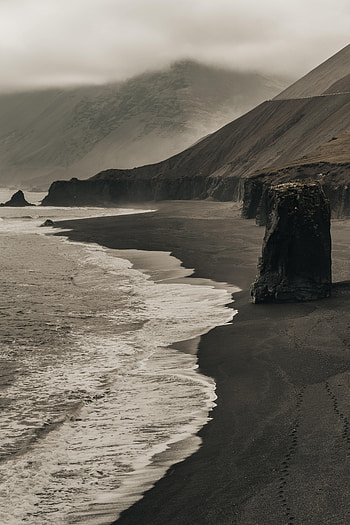 Nature, Sea, Waves, Beach, Rocks, Fog HD phone wallpaper