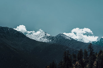 Landscape, Nature, Trees, Mountains, Clouds, Vertex, Tops HD wallpaper