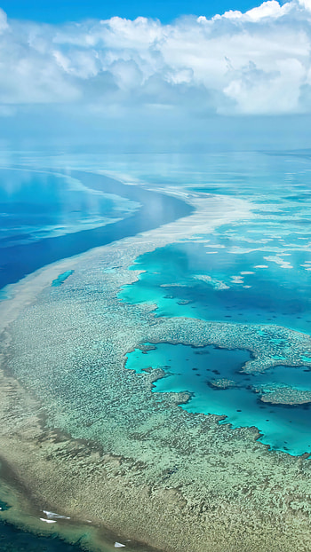 Aerial view, Great Barrier Reef HD phone wallpaper