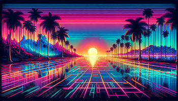 Vibrant Outrun Sunset, Outrun, retro, palm tree, vibrant colors HD wallpaper