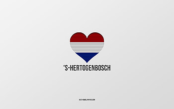 I Love s-Hertogenbosch, Dutch cities, Day of s-Hertogenbosch, gray background, s-Hertogenbosch, Netherlands, Dutch flag heart, favorite cities, Love s-Hertogenbosch HD wallpaper