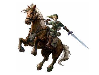 Link and Epona, fantasy, zelda, link, epona, videogames HD wallpaper