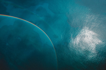 Blue Sea Rainbow Reflection , sea, reflection, nature, rainbow HD wallpaper