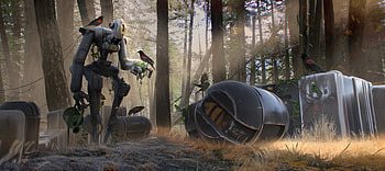 Robot Morning Times , artist, artwork, digital-art, artstation HD wallpaper