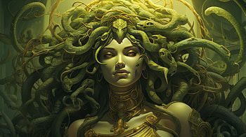 Green Medusa – Mythical Serpent Beauty, green, fantasy, medusa HD wallpaper