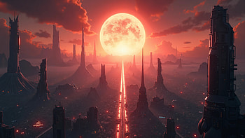 Quad - Sunrise Over Neo-Sci-Fi City, sunrise, city, Sci Fi, sci fi city HD wallpaper