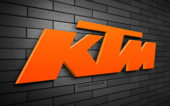 KTM 3D logo, , gray brickwall, creative, motorcycles brands, KTM logo, 3D art, KTM HD wallpaper