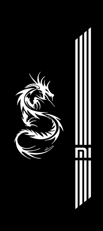 Redmi, redmi_10, blackandwhite, design, dragon, MI, 2400x1080 HD phone wallpaper
