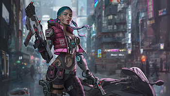 Scifi Girl Biker , scifi, biker, artist, artwork, digital-art, artstation HD wallpaper