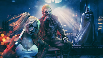 Harley Quinn Joker And Batman , harley-quinn, joker, batman, superheroes, artist, artwork, digital-art, artstation HD wallpaper