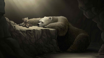 Lonely Bear, teddy, big, bear, little HD wallpaper