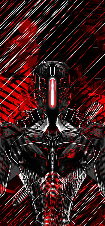 Robot, red, white, bot, black, mech HD phone wallpaper