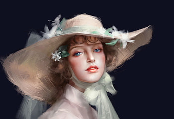 Beauty, art, hat, superb, frumusete, gorgeous, face, girl HD wallpaper