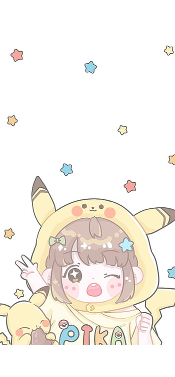 Cute Pikachu, art, pokemone, girl HD phone wallpaper
