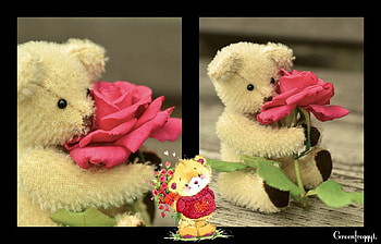 TEDDIES WITH ROSES, ROSES, CUTE, TEDDIES, TWO HD wallpaper