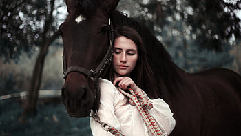 Lovely Girl, horse, model, animals, woman HD wallpaper