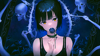 gothic, Anime, anime girl, black rose, Gothic Anime, bones HD wallpaper