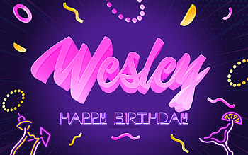 Happy Birtay Wesley, , Purple Party Background, Wesley, creative art, Happy Wesley birtay, Wesley name, Wesley Birtay, Birtay Party Background HD wallpaper