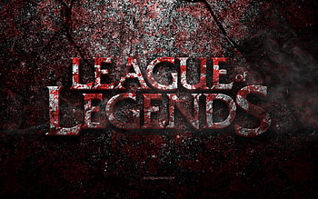 League of Legends logo, grunge art, League of Legends stone logo, red stone texture, League of Legends, grunge stone texture, League of Legends emblem, League of Legends 3d logo HD wallpaper