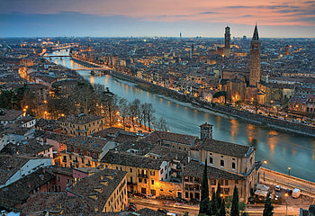 Verona, Italy sunset, City architecture, Italian charm HD wallpaper