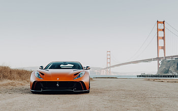 Novitec, N-Largo, Ferrari 812 GTS, front view, bronze Ferrari 812, Golden Gate Bridge, San Francisco, Italian sports cars, Ferrari 812 tuning, Ferrari HD wallpaper