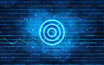 Target blue logo, , blue brickwall, Target logo, brands, Target neon logo, Target HD wallpaper