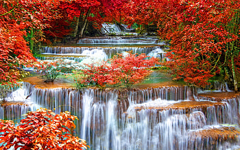 Cascading waterfall, natural, cascading, graphy, fall, nature, waterfalls, water, beauty HD wallpaper