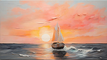 Boat Drawing, boat, sunset, sea, ocean, drawing HD wallpaper