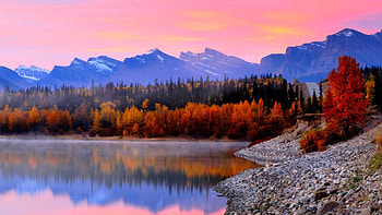 AUTUMN LAKE, autumn, nature, lake, mountain HD wallpaper