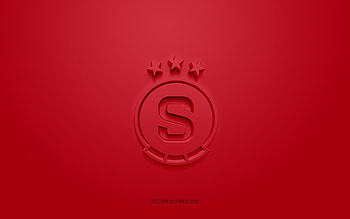 AC Sparta Prague, creative 3D logo, burgundy background, Czech First League, 3d emblem, Czech football club, Prague, Czech Republic, 3d art, football, AC Sparta Prague 3d logo HD wallpaper