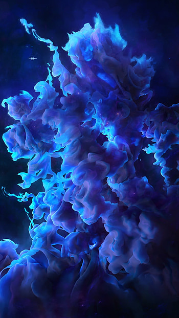 Blue clouds, ink, art HD phone wallpaper