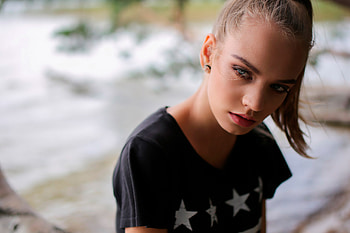 Blue Eyes Blonde Girl Hair In Face, blue-eyes, girls, model, blone HD wallpaper