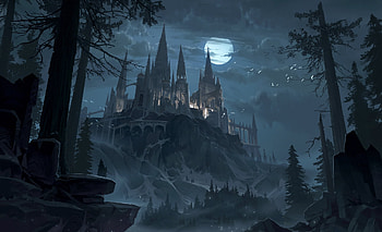 Moonlight, luna, mhcart, castle, night, mhc, dark, mh c, halloween, moon, fantasy, luminos HD wallpaper